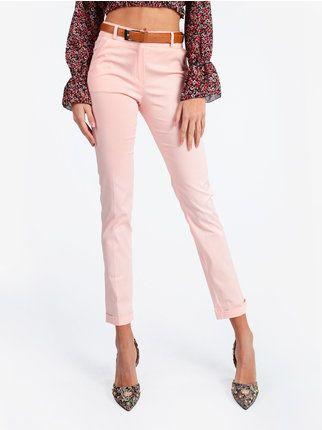 Women's cotton trousers with turn-up