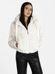 Women's cropped faux fur jacket with hood