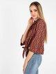 Women's cropped knotted blouse with wide 3/4 sleeves