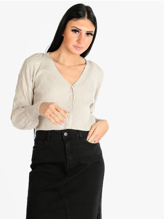 Women's cropped model cardigan