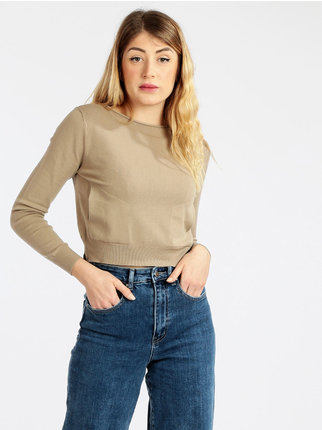 Women's cropped sweater with pockets