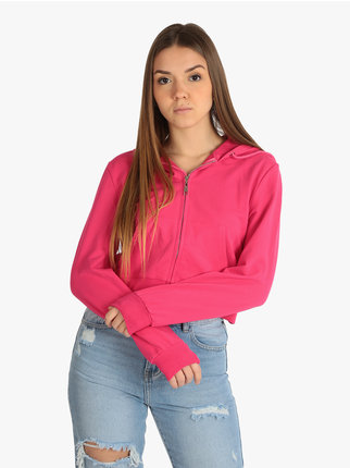 Women's cropped sweatshirt with hood
