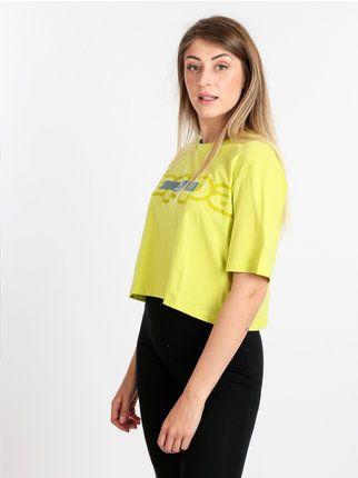 Women's cropped T-shirt with writing