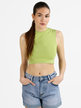 Women's cropped tank top with wide shoulder