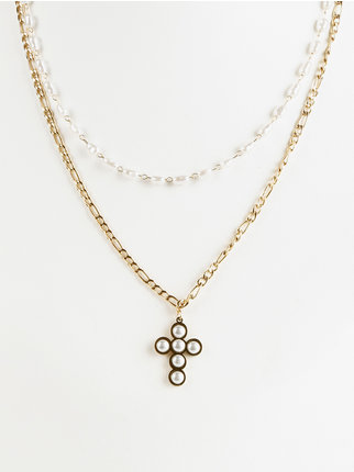 Women's double strand steel necklace