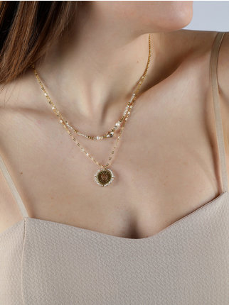 Women's double strand steel necklace