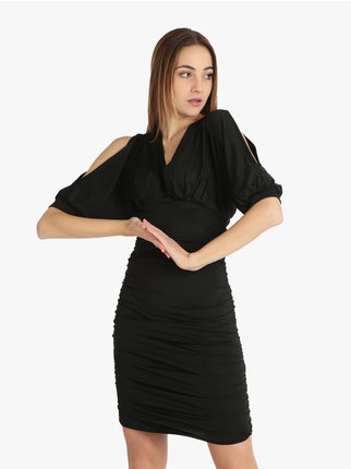Women's draped short sleeve dress