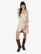 Women's dress with long sleeves and suede effect