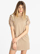 Women's dress with short puff sleeves