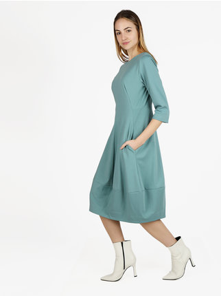 Women's egg-cut cotton blend dress