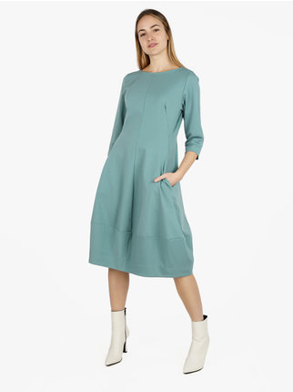 Women's egg-cut cotton blend dress