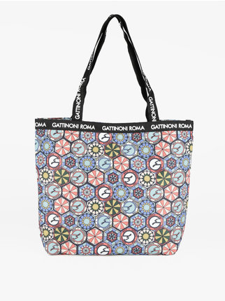 Women's fabric bag with prints