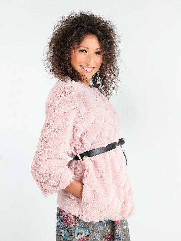 Women's faux fur jacket with belt