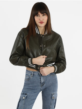 Women's faux leather bomber jacket