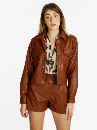 Women's faux leather short jacket