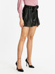 Women's faux leather shorts with belt