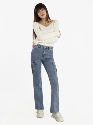 Women's flared jeans with big pockets