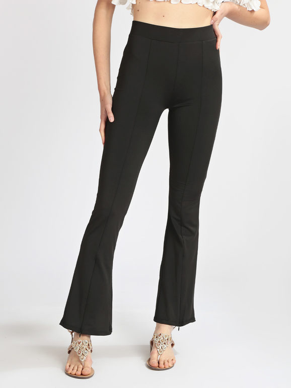 Women's flared trousers with final zip