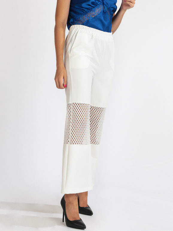 Women's flared trousers with mesh detail