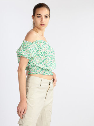 Women's floral short-sleeved top