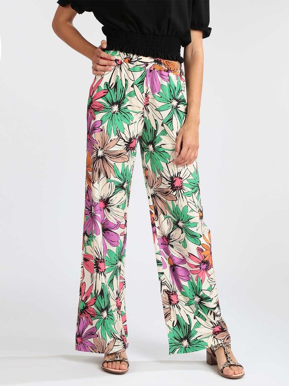 Women's floral wide leg trousers