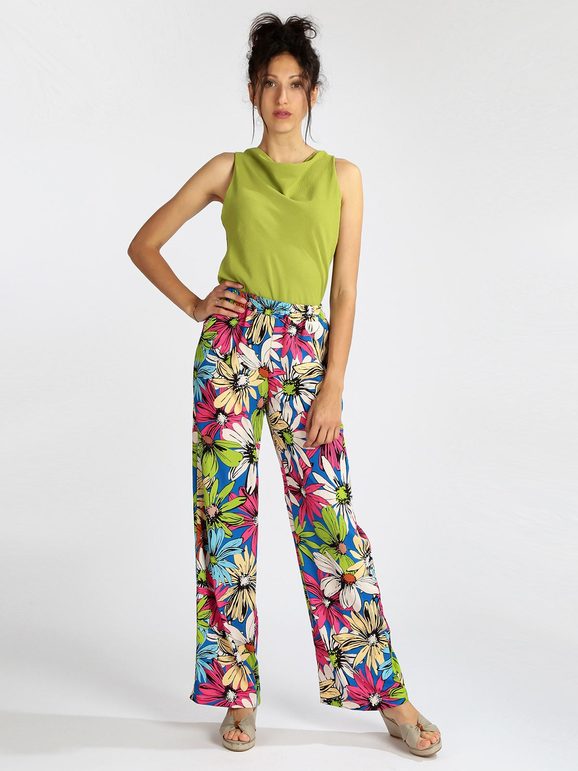 Women's floral wide leg trousers