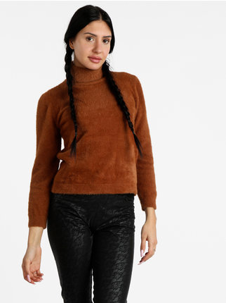 Women's furry turtleneck sweater