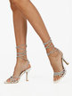Women's gladiator sandals with rhinestones and heels