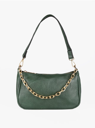 Women's handbag with shoulder strap and chain