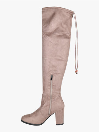 Women's high boots with suede heels
