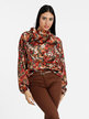 Women's high-necked blouse with prints