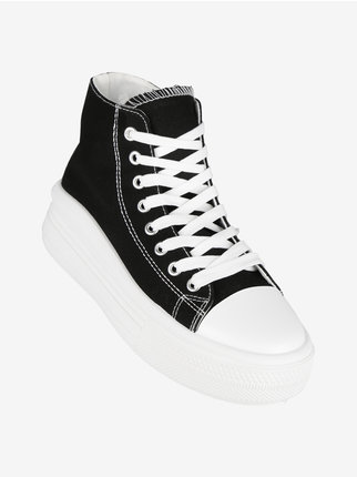 Women's high-top fabric sneakers with platform