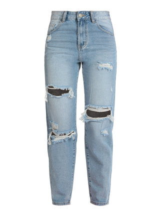 Women's high-waisted jeans with rips
