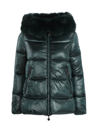 Women's jacket with faux fur collar