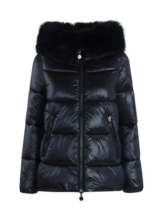 Women's jacket with faux fur collar