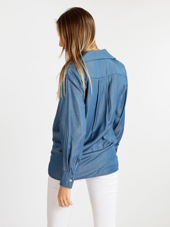 Women's jeans-effect blouse