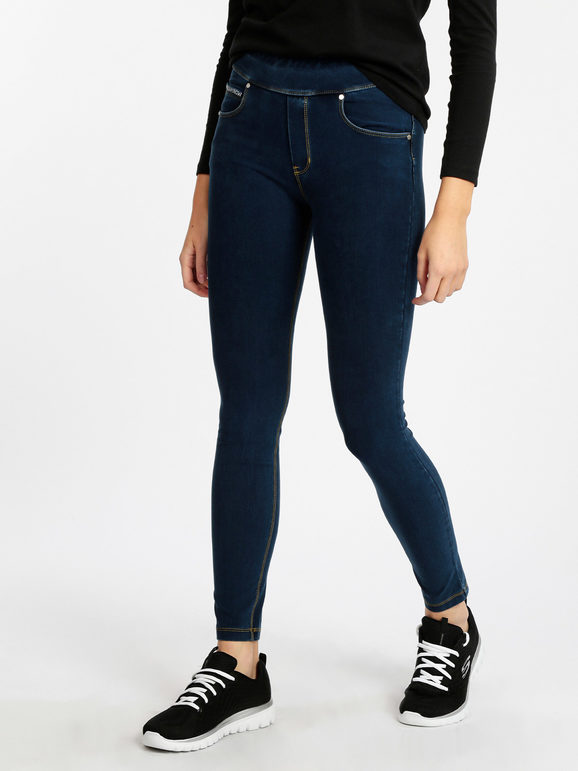 Women's jeggings with foldable waist