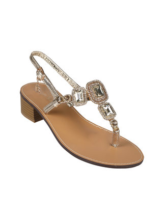 Women's jewel flip-flops with heels