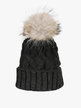 Women's knitted hat with fur pom pom