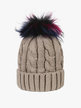Women's knitted hat with fur pompom