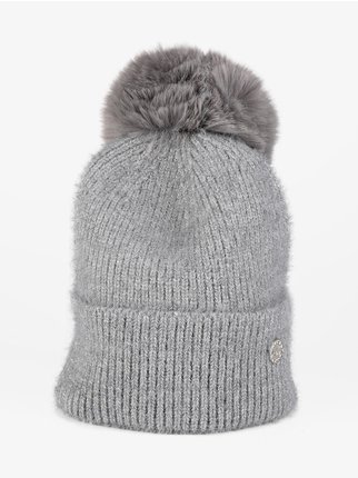 Women's knitted hat with pompom