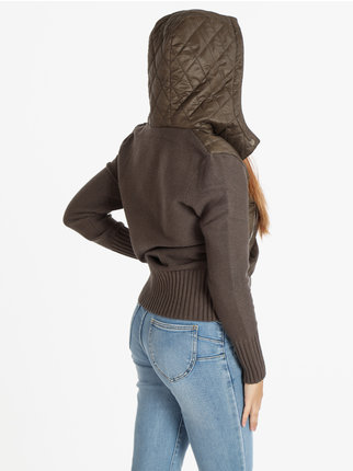 Women's knitted jacket with hood