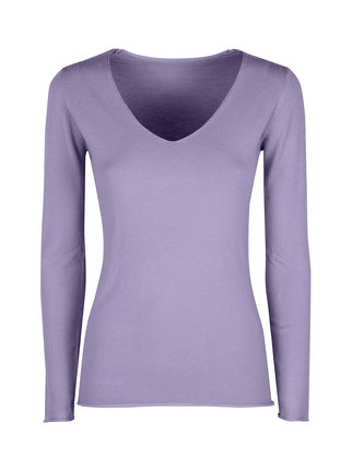 Women's knitted sweater with V-neck