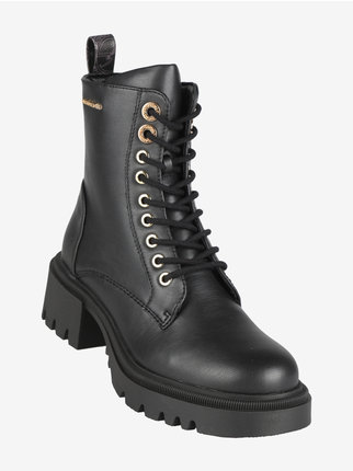 Women's lace-up combat boots with heels