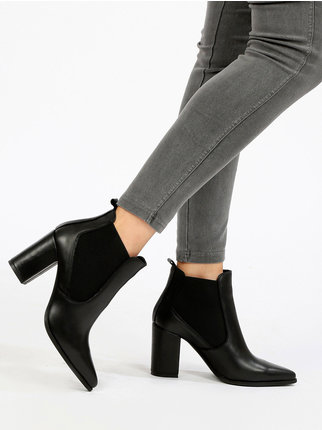 Women's leather ankle boots with heel