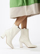 Women's leather ankle boots with wide heel