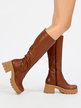 Women's leather boots with heel and platform