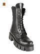 Women's leather combat boots with treaded sole