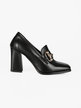 Women's leather loafers with heels