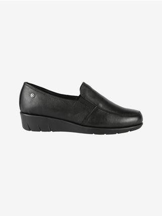 Women's leather loafers with wedge